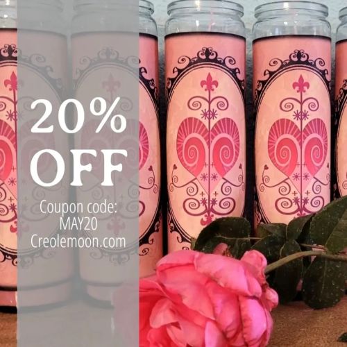 Take 20% off your purchase with coupon code MAY20 at creolemoon.com. #candlemagick #hoodoo #conjure 