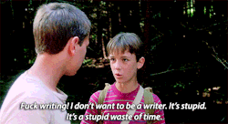 movie-gifs:“I mean, you could be a real writer someday, Gordie.” -Stand by Me (1986) dir. Rob Reiner