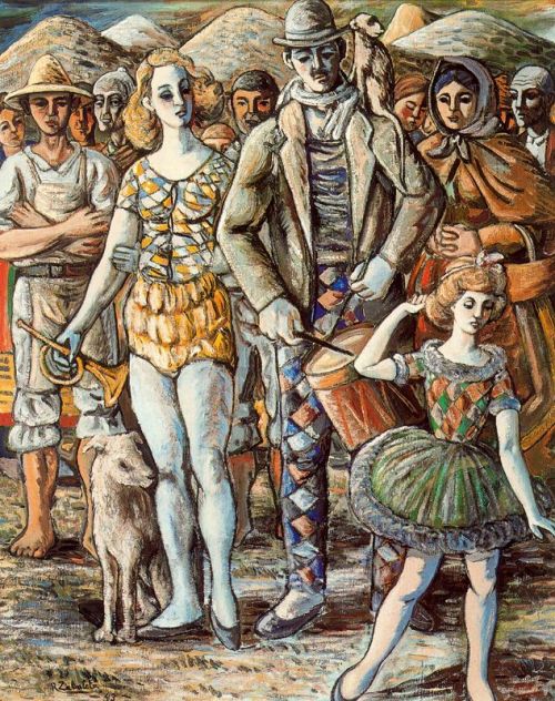 artist-zabaleta: Puppeteer in the town square, 1943, Rafael ZabaletaMedium: oil,canvaswww.wi