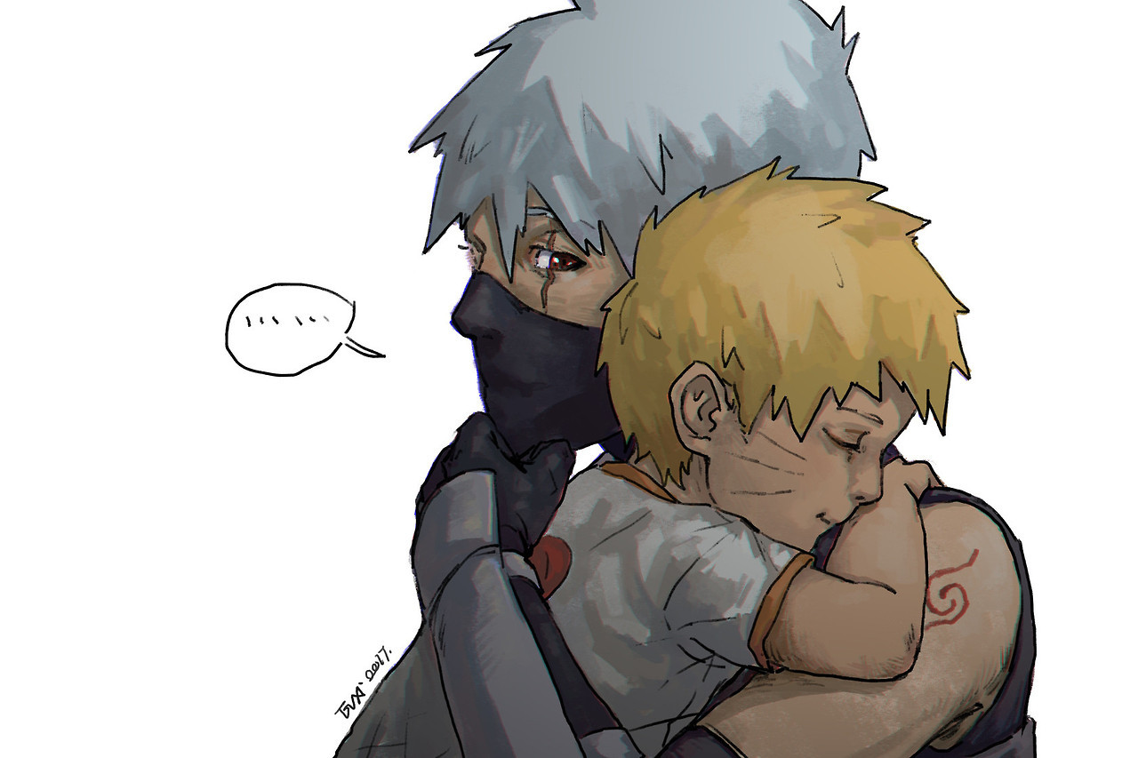 fineillsignup:  Kakashi and Naruto art by TortoiseXia Artist caption (my translation):