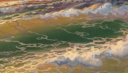 detailedart:Details of a golden sea, part II : Sunset at sea, by Diyarbakirli Tahsin (1875–1937).