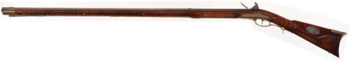 Pennsylvania flintlock long rifle crafted by David Pollock of Allegheny and Lawrence County, early 1