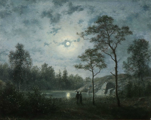 dekehlmark:Georg Emil Libert (1820-1908), Paysage Romantique au Clair de Lune.