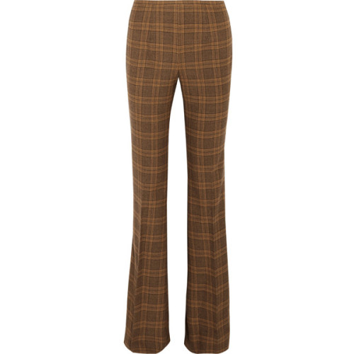 Michael Kors Collection Lyndon plaid wool-blend flared pants ❤ liked on Polyvore (see more long trou