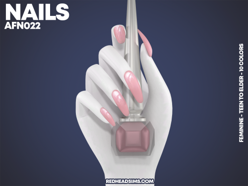 redheadsims-cc:AF NAILS N022 NEW MESHCompatible with HQ ModCategory: NailsCustom ThumbnailAll LOD&rs