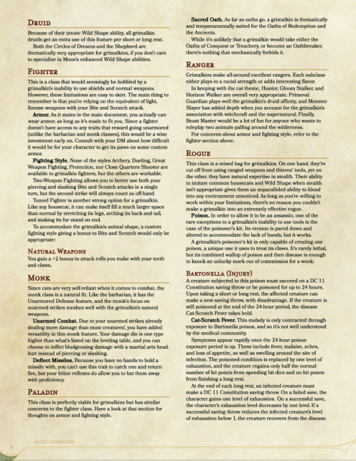 dungeondumpster: Playable Race: the Grimalkin! (Link to PDF in source.) Comes with: 4 subraces 6 rac