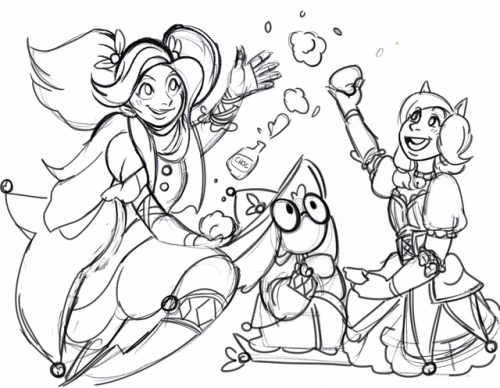 Found this older paladins sketch from the holidays; Evie making ice cream for her friends!