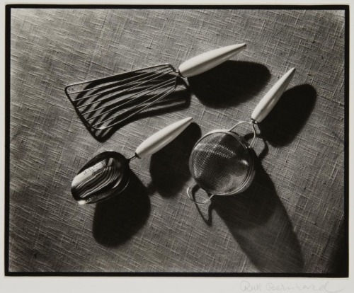 Ruth Bernhard, Kitchen utensils by Henry Dreyfuss, 1943. Gelatin silver print. Ruth Bernhard Archive