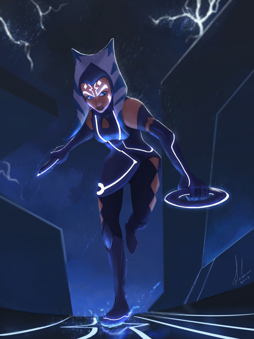 raikoh14:I got commissioned to draw Ahsoka in the TRON universe, or rather the Grid, it was fun to m