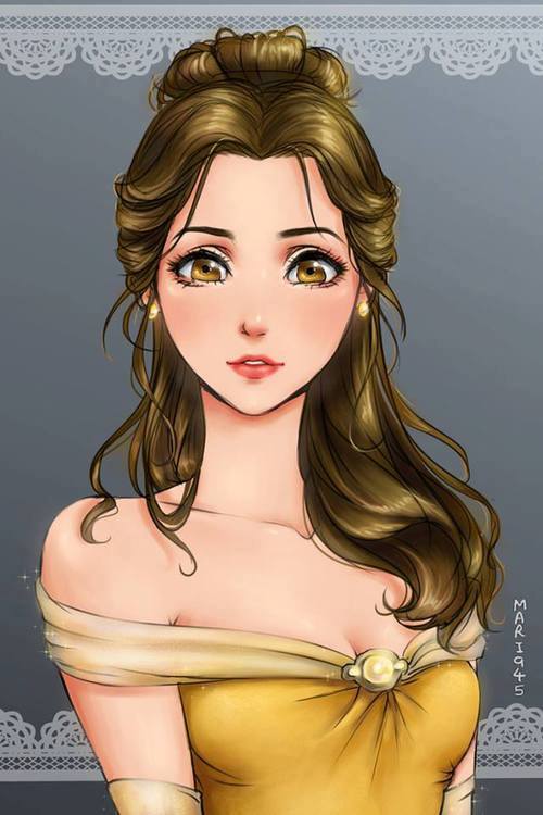 bearded-daddy:  starrydamian11:  Disney Princesses in Anime Art form  <3  Belle and Jasmine are life. Also Snow White looks adorable like this… 