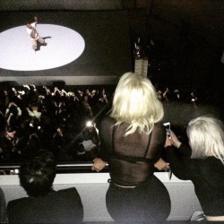 toneezus:Kim Kardashain watching Kanye West perform Wolves in Paris