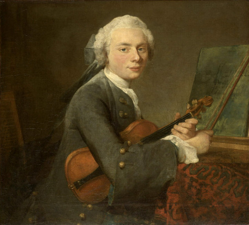 history-of-fashion:1734-1735 Jean-Baptiste-Siméon Chardin - Young man with a violin (Charles Théodos