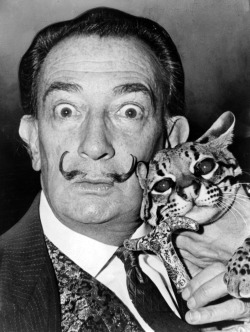 historicaltimes:  Salvador Dali with Babou,