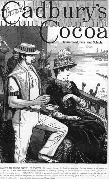 An 1885 advertisement for Cadbury’s Cocoa promising “strength and staying power to athle