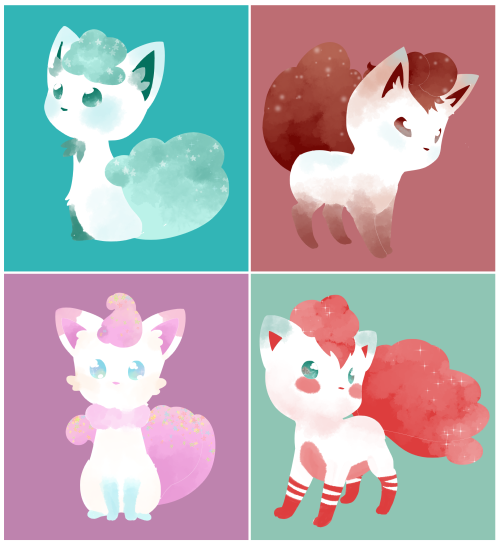 umarun-k: the vulpix variatons i made looked pretty neat lineless so i stuck em in squares woooo