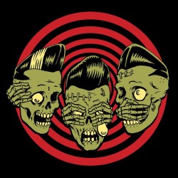 evillily:  #psychobilly #hearnoevil #seenoevil #speaknoevil #skulls #pomp #art #fuckyeah #goodstuff