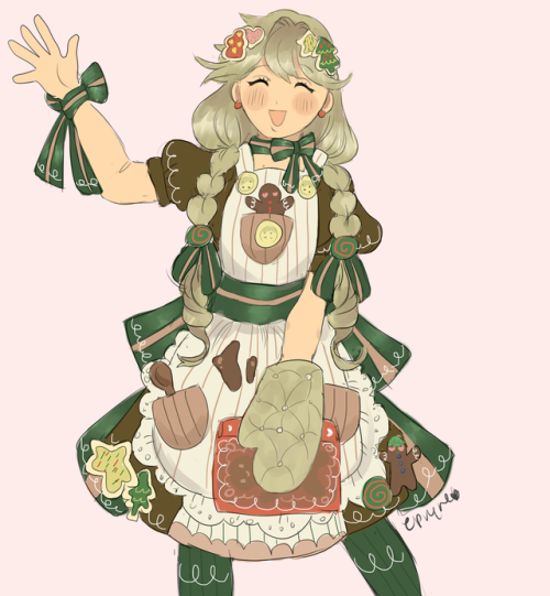 my take on an xmas unit! i chose faye! shes a red tome unit with a cookie baking theme. her tome is 