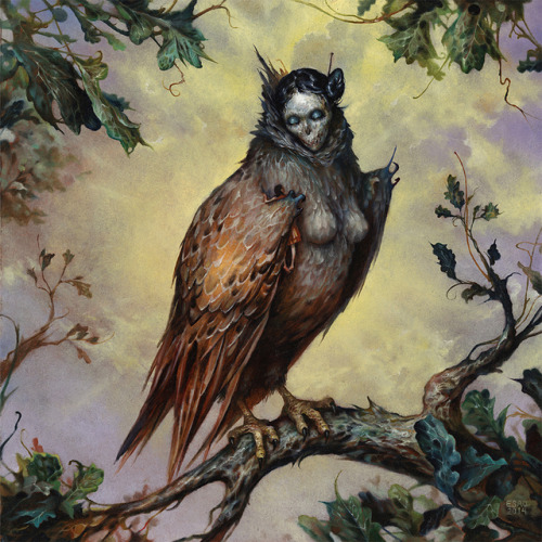 Esao Andrews (Japanese-American, b. 1978, Mesa, AZ, USA) - Harpi, 2014, Paintings: Oil on Wood Panel