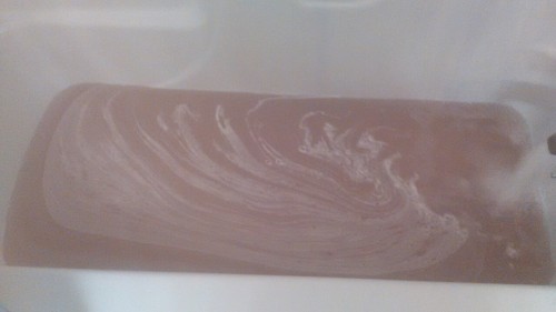 I wish I had thought to use my better camera for this but I will try to do so with my other samples I purchased from the luvmilk shop.  This is Fairy Blood milkbath from Luvmilk, and it was more magenta in reality. The color was vibrant and the scent