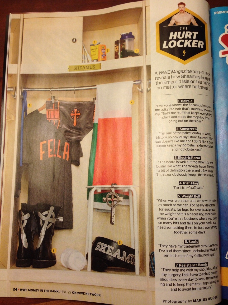 iceprincessmn:  In July 2014 issue of the WWE mag.  So what is Sheamus wearing? Is
