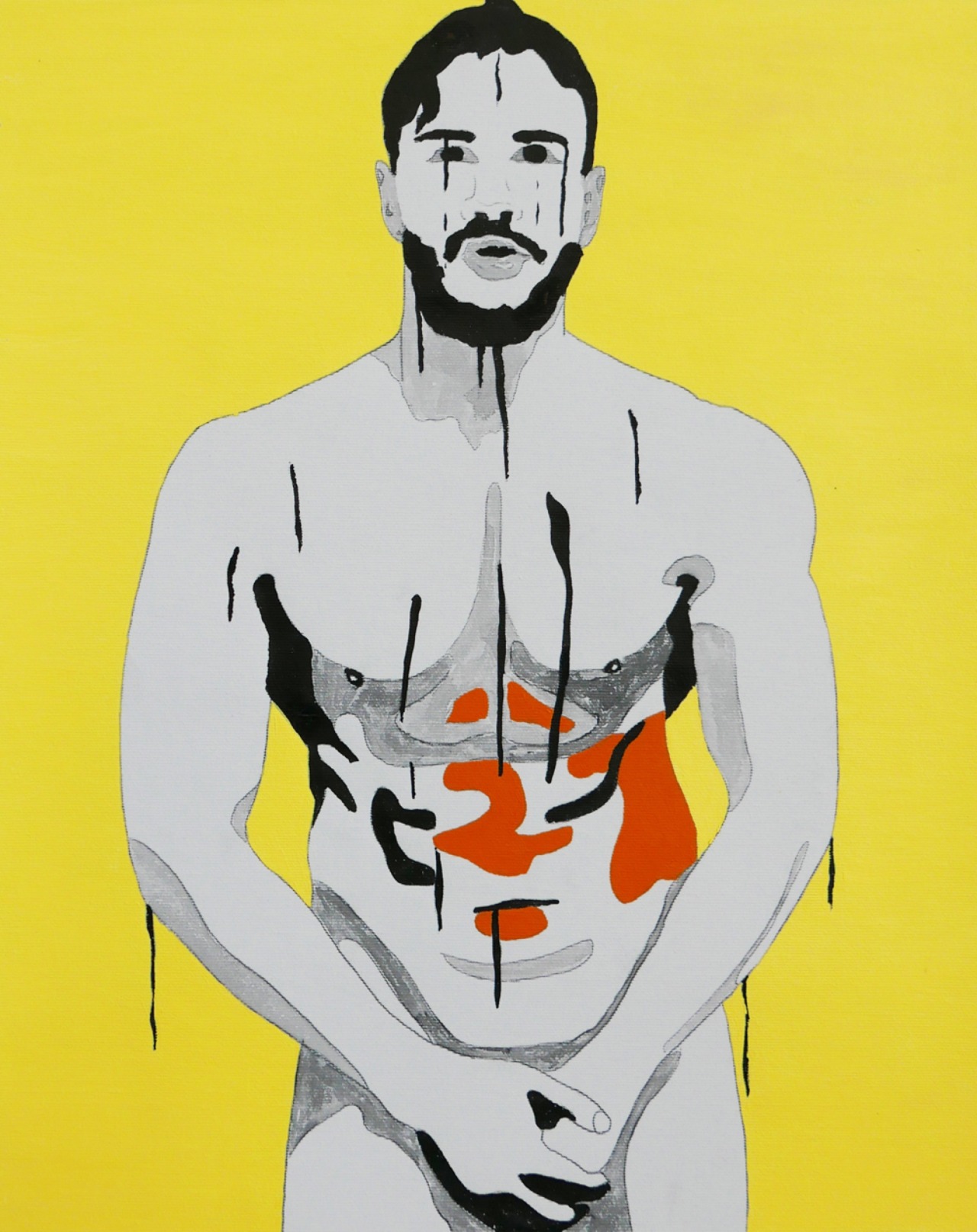 malegraph:Malegraph Number 48  50cm x 60cm, 2015, inks and oil on unmounted canvas,