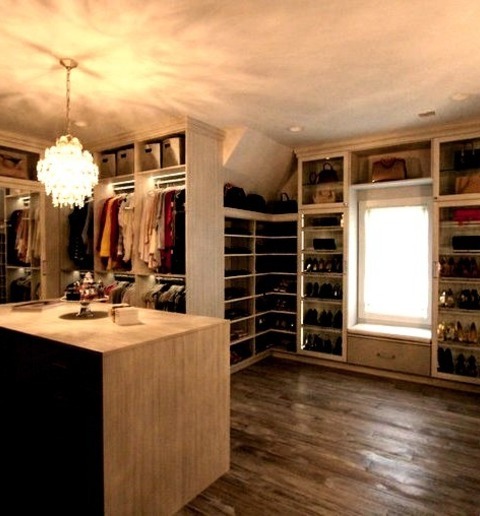 Detroit Closet A Sizable Transitional Image Of A Women's Walk-in Closet With A Light Wood Floor And A
