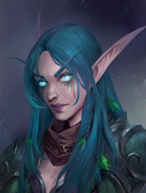 wow-images: Night Elf Hunter Velisryn Darkscythe, commission work by me (Oksana Kerro) (Via) (Oksana