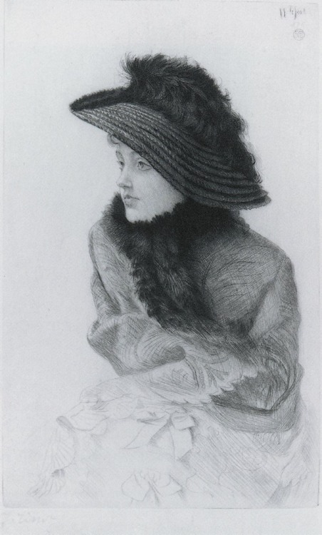 artist-tissot: Portrait of M.N. (Portrait of Mrs. Newton), 1876, James Tissot