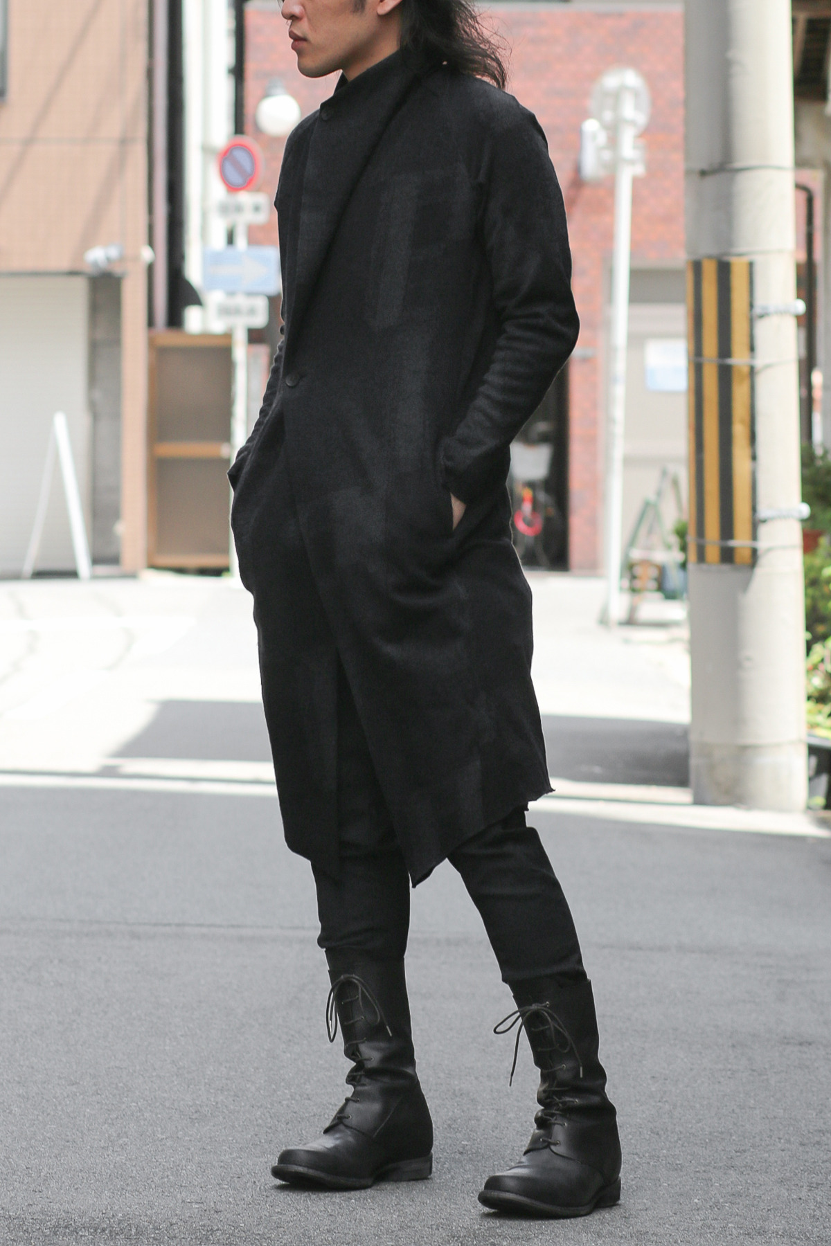 FASCINATE_JAPAN | Devoa Long Cardigan - Intarsia Knit / Black