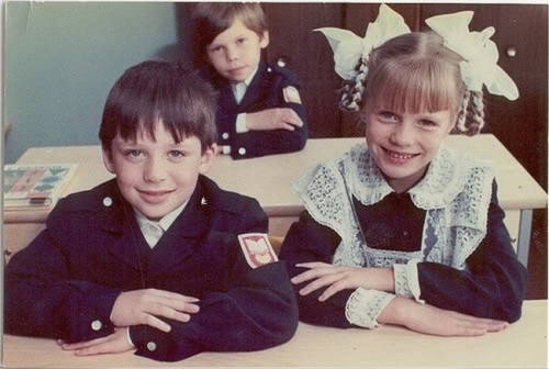 Soviet kids posing for a picture