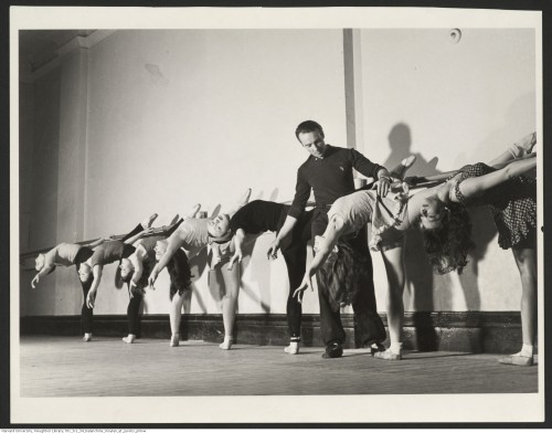 George Balanchine in class with Mary Ann Moyland and others at Jacob’s Pillow. Photograph by H