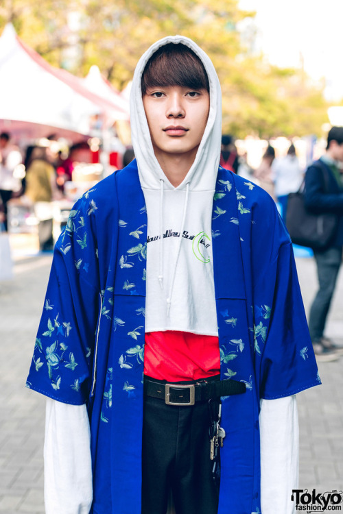 Japanese teens Hikaru, Kiku, Kaiya, and Syo on the street in Tokyo wearing resale and vintage fashio