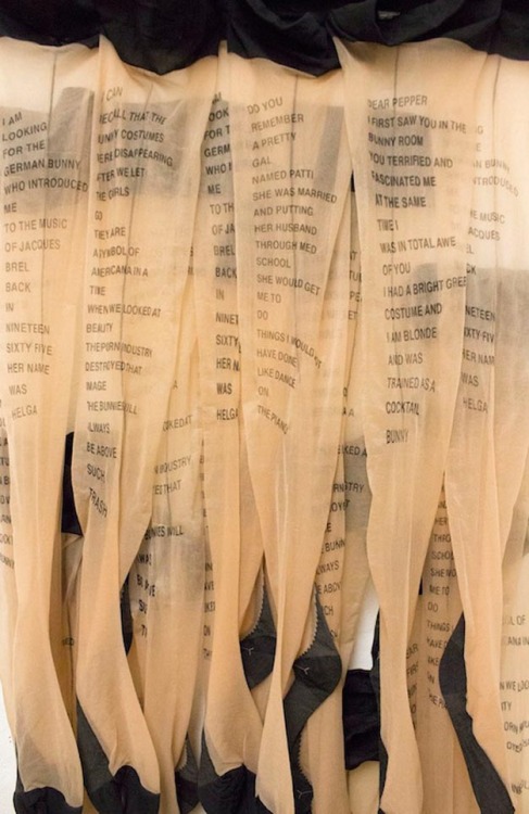 Whispering Silk | Playboy Club Stockings  By printing quotes from Club workers onto stockings, Erika