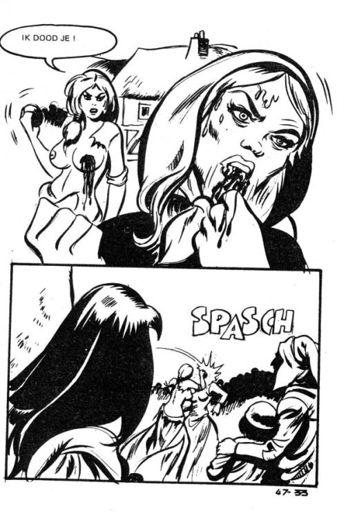 fightingamazons: Catfight scene from Italian fumetto “Lucifera No. 47″ (Dutch version).&