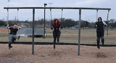 the-bucky-barnes:  S.H.I.E.L.D. Recess Break - Bucky, Natasha and Tony.   Poor