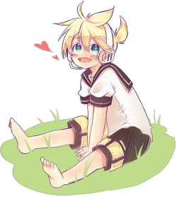 kieku:   My winter holidays  started YAY!!!! so here you have a transparent Len-kyun &gt;w&lt;  (also more than 155 followers OwO Thank you very much guys ~♥)
