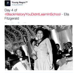 actjustly:Day 4 of #BlackHistoryYouDidntLearnInSchool - Ella FitzgeraldMy twitterElla Fitzgerald - Summertime (1968)