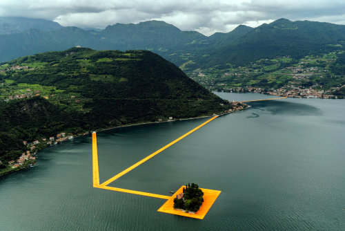 Walking on Water - An art project by Christo | via On Thursday, the artist tried out his latest proj