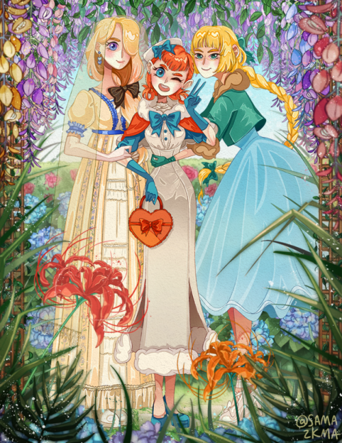 Blue Lions Gals!Mercedes, Annette, & Ingrid on an afternoon walk in the gardens~I’ll have this a