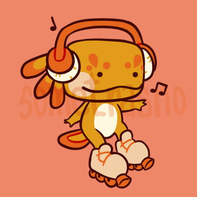 Groovy rollerblading with overear headphones.