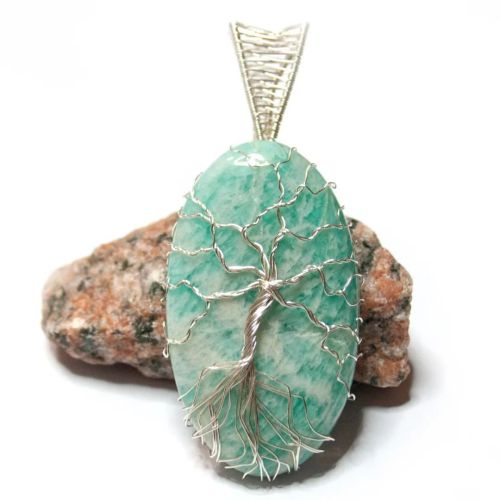 This beautiful pendant is available in my #etsy shop: Aqua green Amazonite tree of life pendant, Sil