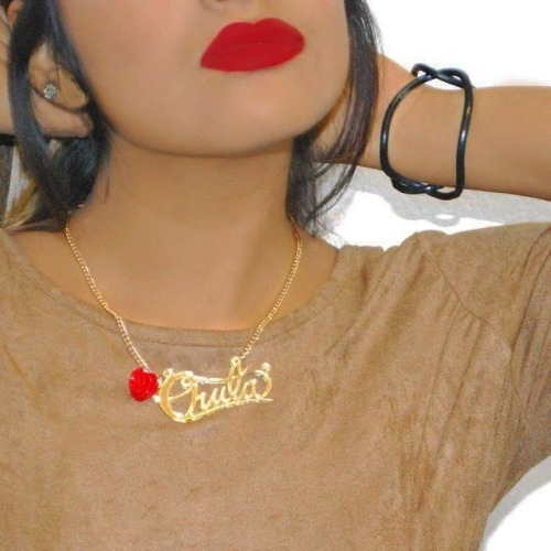 RED LIPS FOREVA Our Chula nameplate necklace was the first piece on our acrylic jewelry line✨ Check 