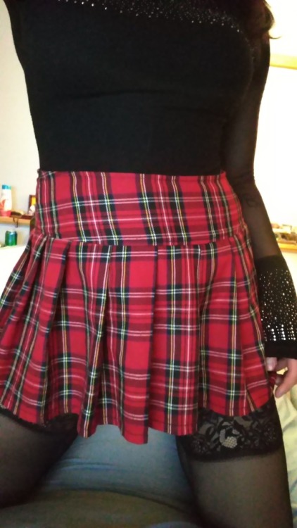 Porn Pics Red plaid skirt