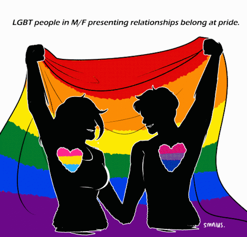 smnius:Gentle reminder that LGBT individuals in M/F presenting relationships still belong at pride. 