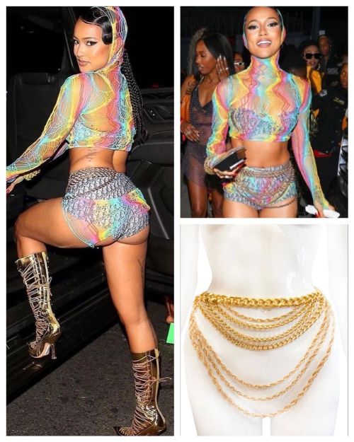 @karrueche in a #laureldewitt chain belt for #cardib birthday party! Styled by the boo @bryonjavar |