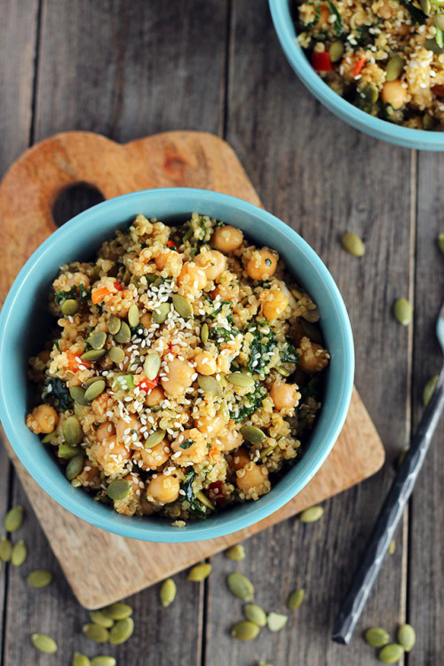 chickpea quinoa salad w/orange soy and sesame dressing