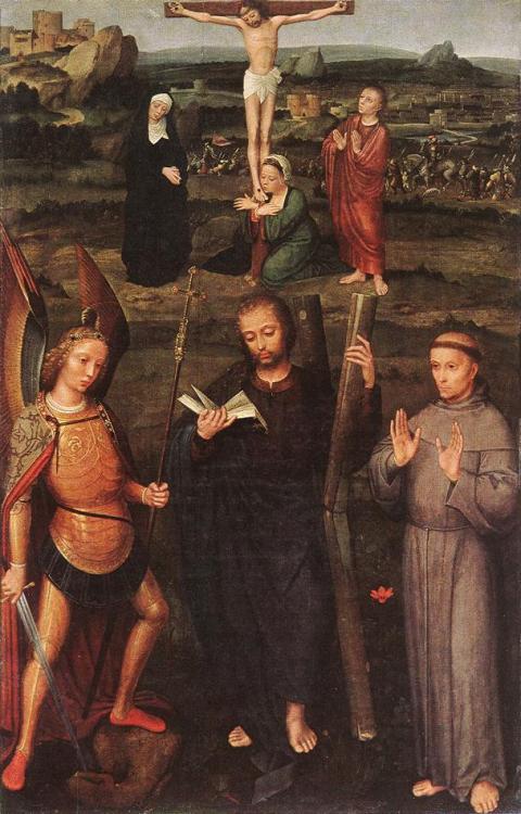 Archangel Michael, St. Andrew, and St. Francis of Assisi, Adriaen Isenbrant, 1st half of 16th centur