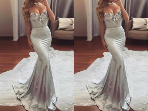 bohogown:  #Sparkly #Long Mermaid Sweetheart #Silver Prom Dresses For Teens,#Beautiful Elegant Party