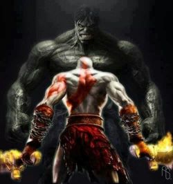 cloudmaxx:  Kratos vs. The Hulk  Interesting