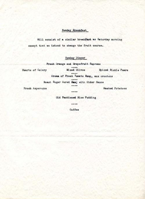 Menu Monday: The Class of 1891′s plans for their 55th reunion meals, 1946.Princeton University Class
